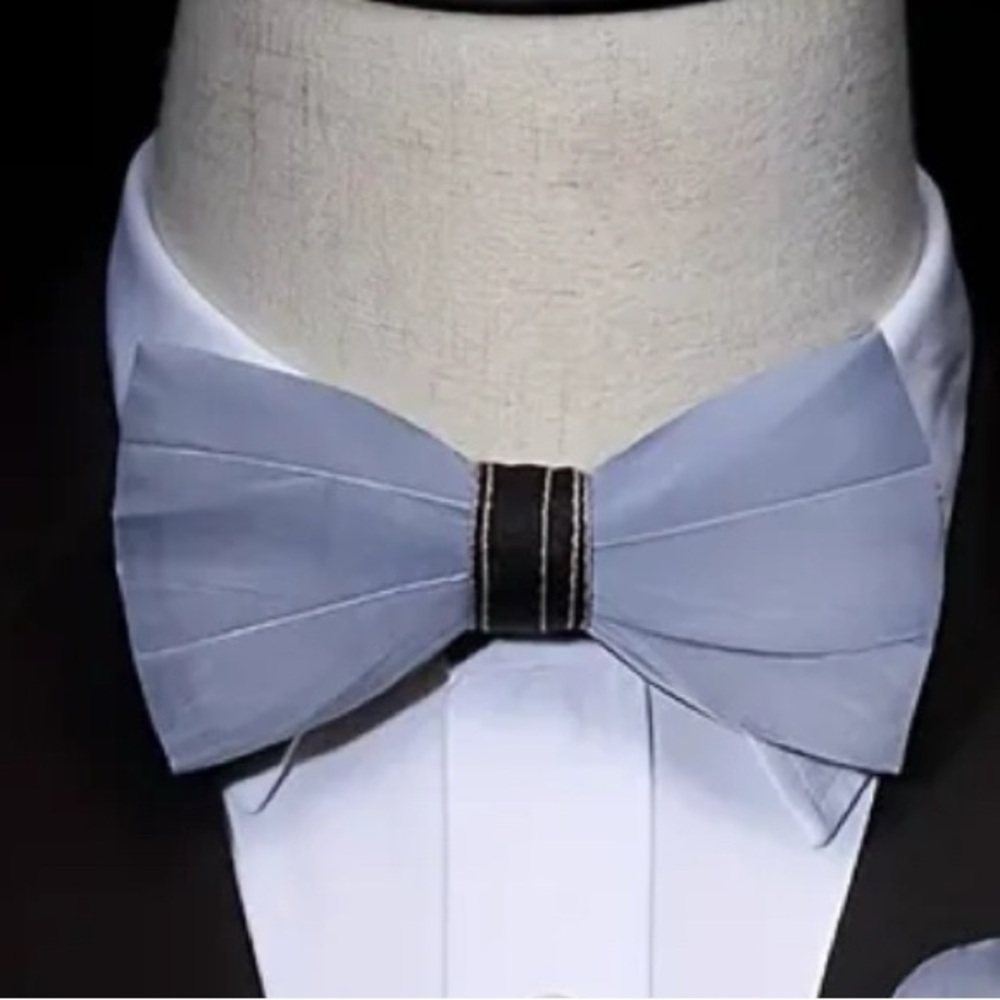 Gray Bow Tie with Lapel pin